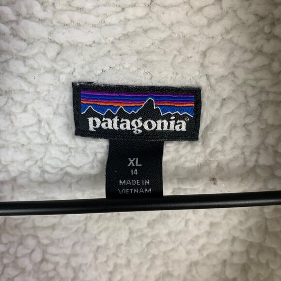 Patagonia Fleece Sherpa Teddy Pullover 1/4 Zip XLarge 14‎ Girls White - Picture 8 of 11